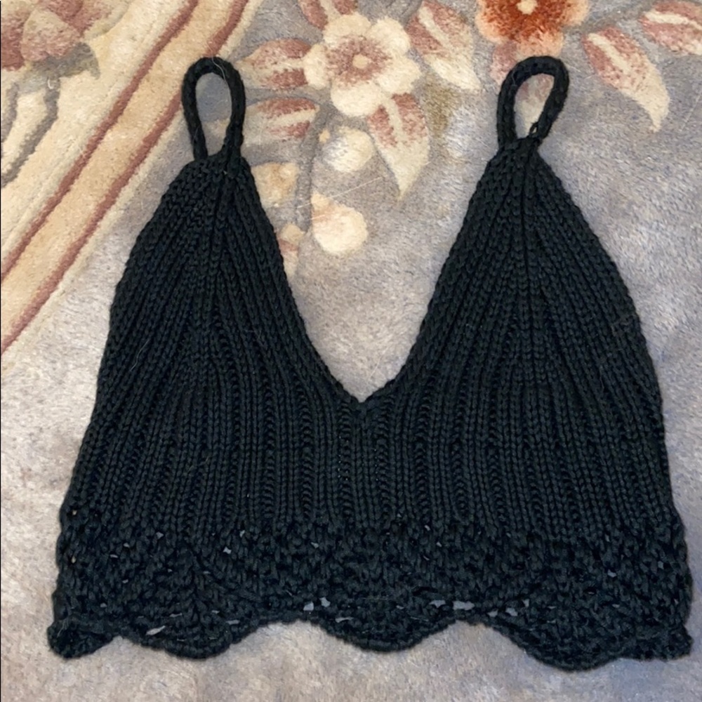 Brandy Melville Navy Blue Crotchet Top